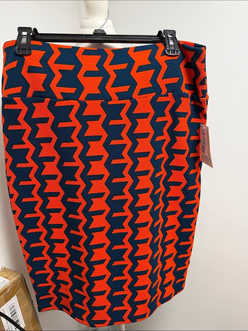 LuLaRoe Orange and Navy Zigzag Pencil Skirt